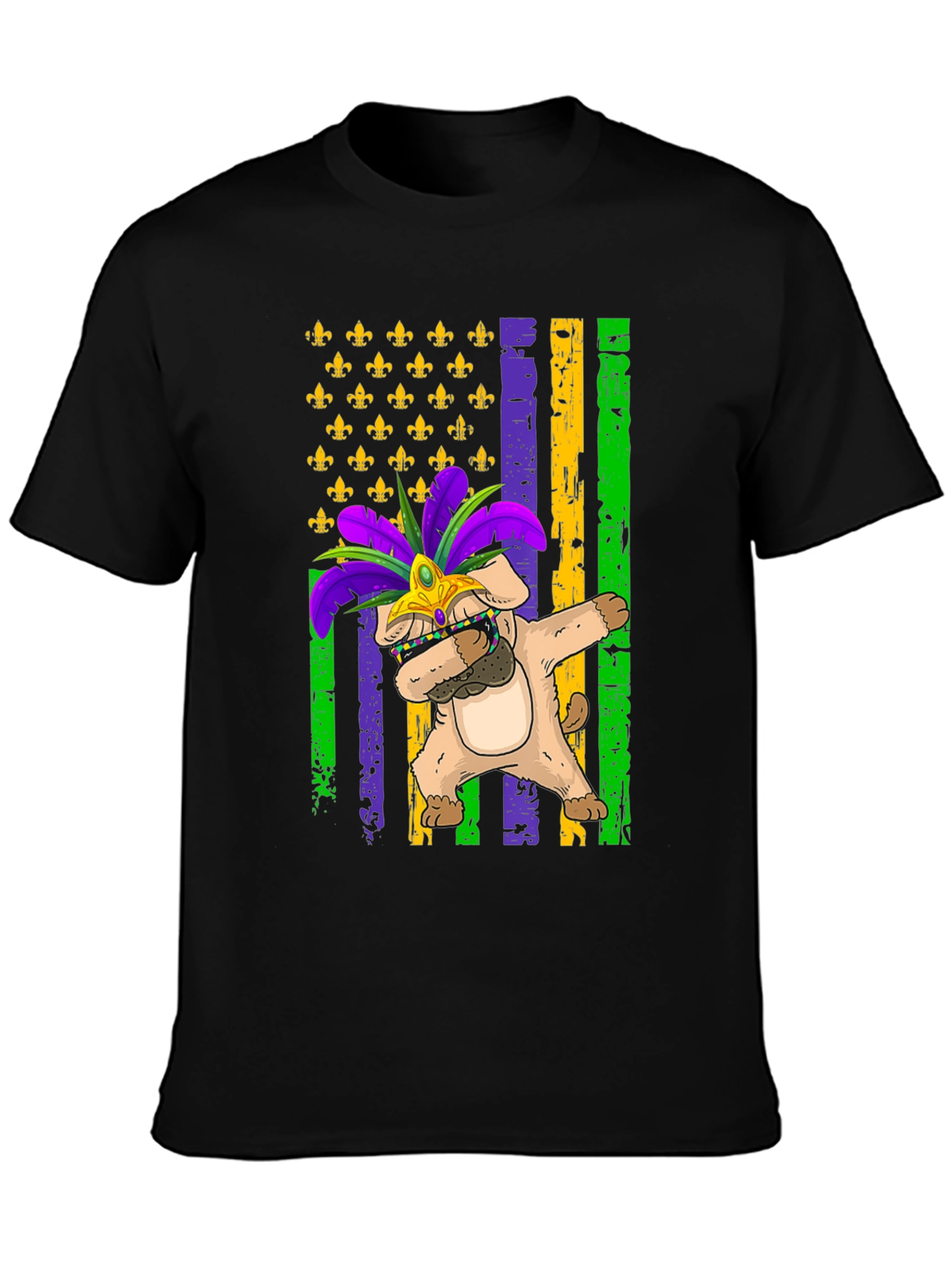 Mardi Gras Dog Dabbing T-Shirt