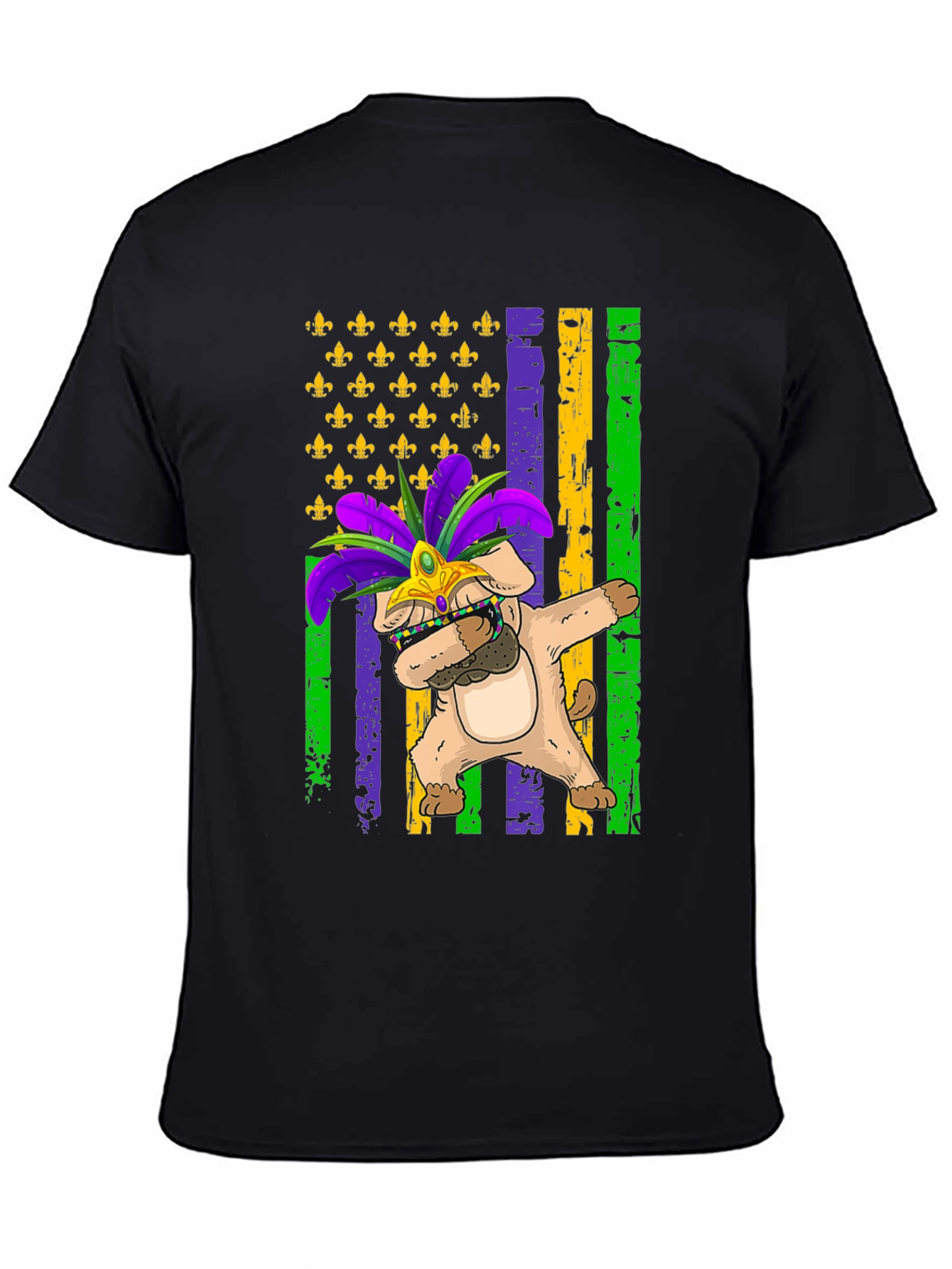 Mardi Gras Dog Dabbing T-Shirt