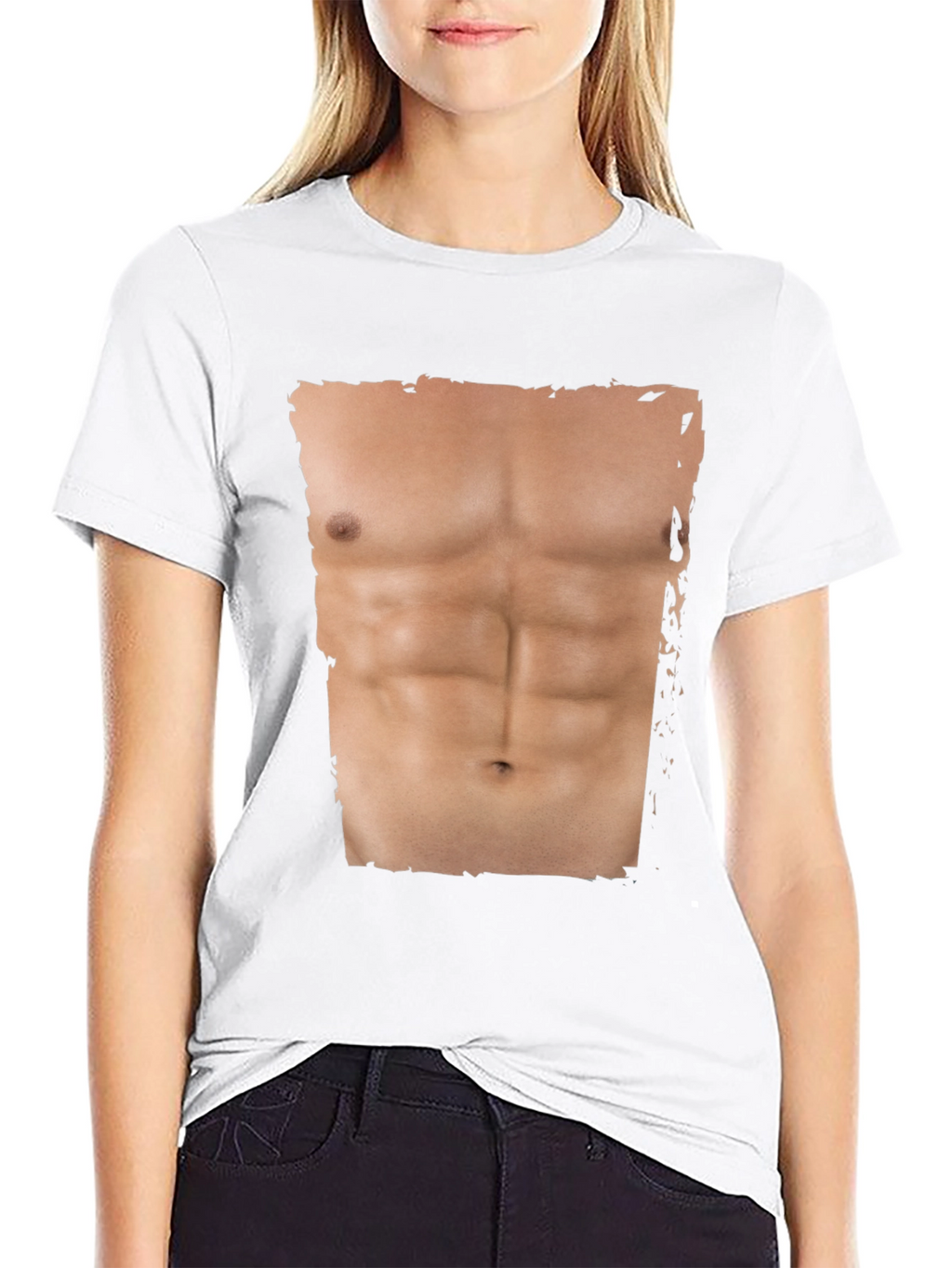 Mens Funny Abs Print T-Shirt - Black
