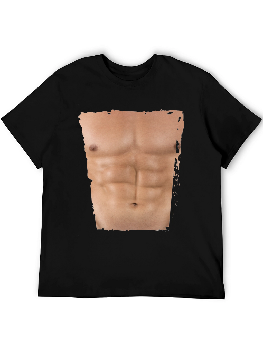 Mens Funny Abs Print T-Shirt - Black