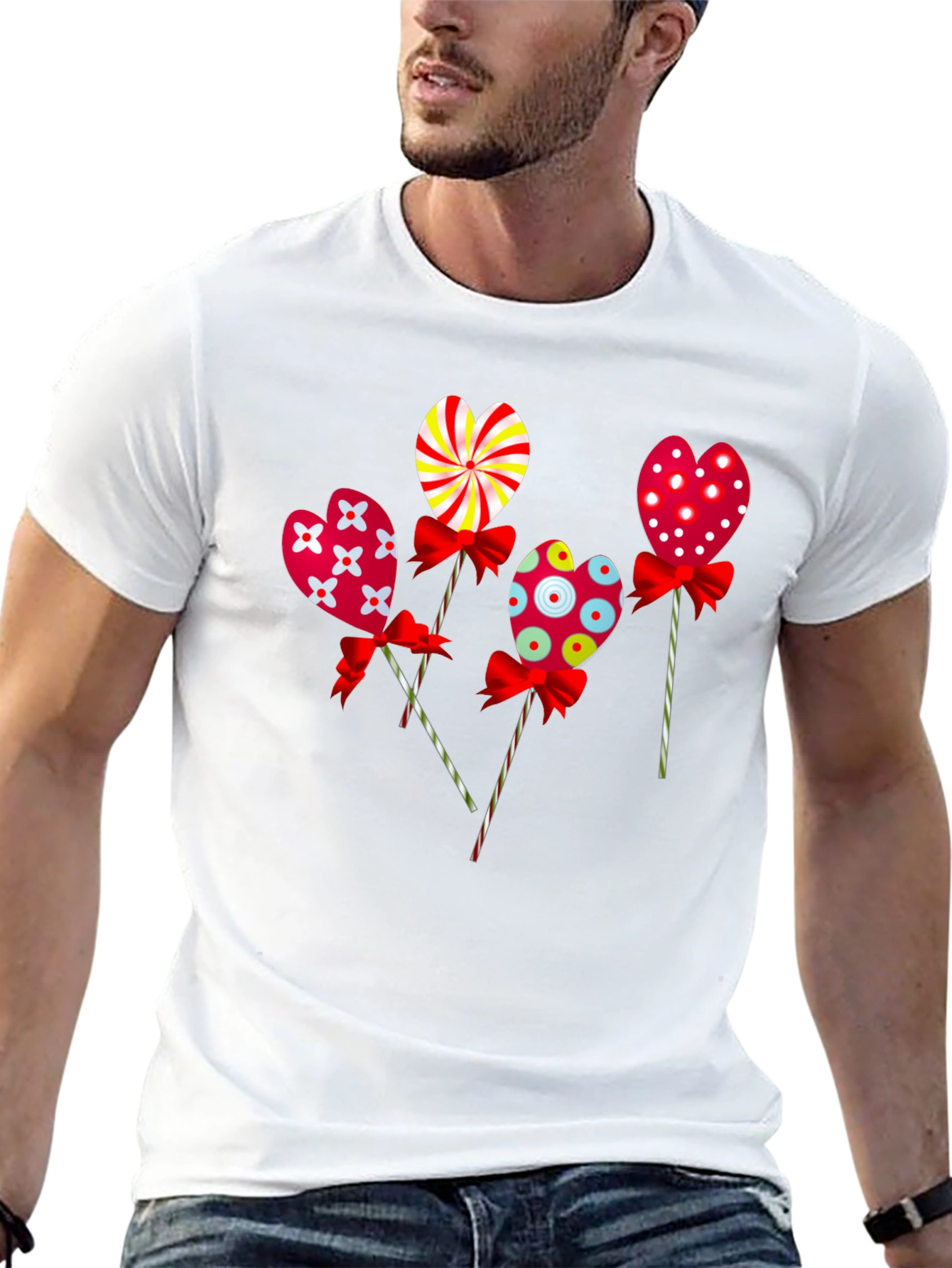 Heart Lollipop Graphic Tee - Cute Candy Design