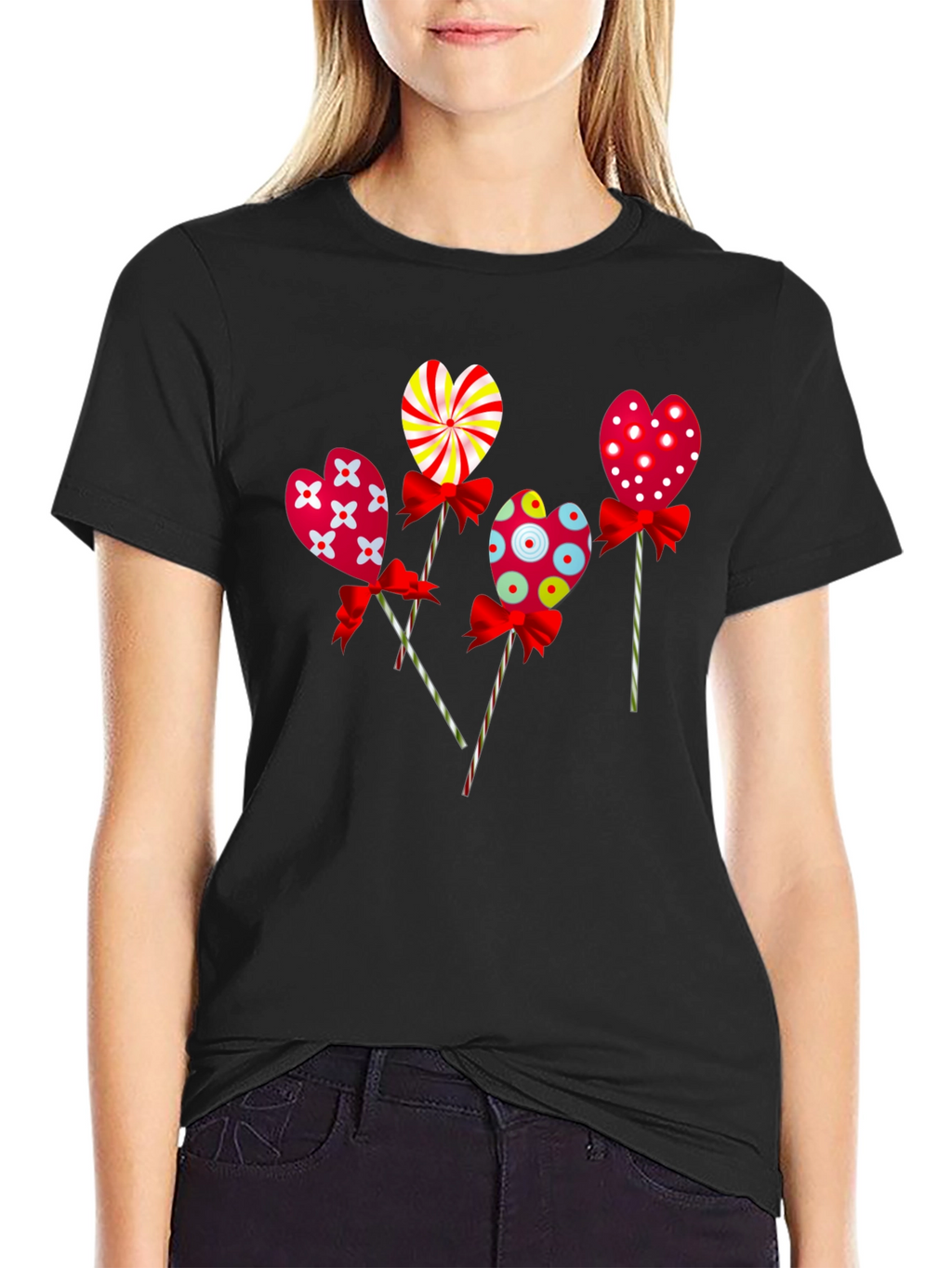 Heart Lollipop Graphic Tee - Cute Candy Design