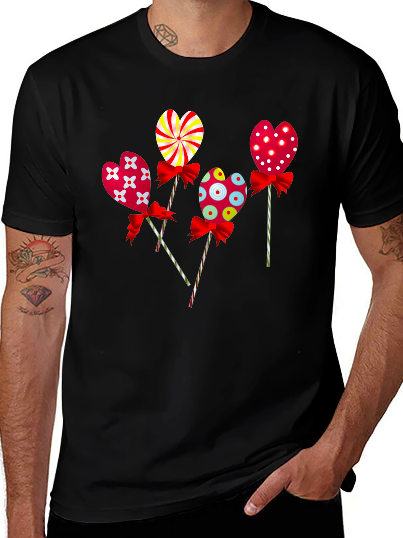 Heart Lollipop Graphic Tee - Cute Candy Design