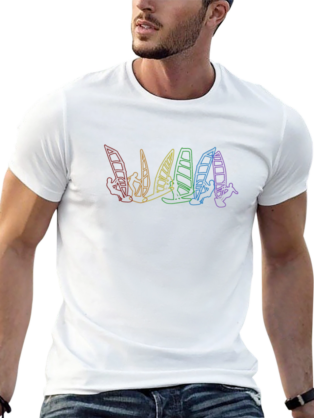 Rainbow Windsurfer Black T-Shirt