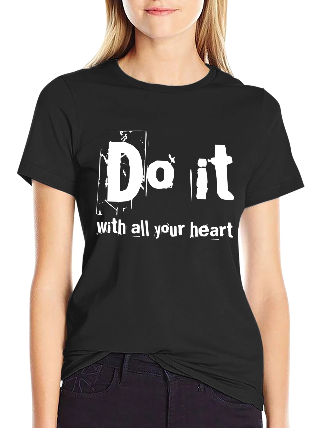 Do it with All Your Heart Black T-Shirt