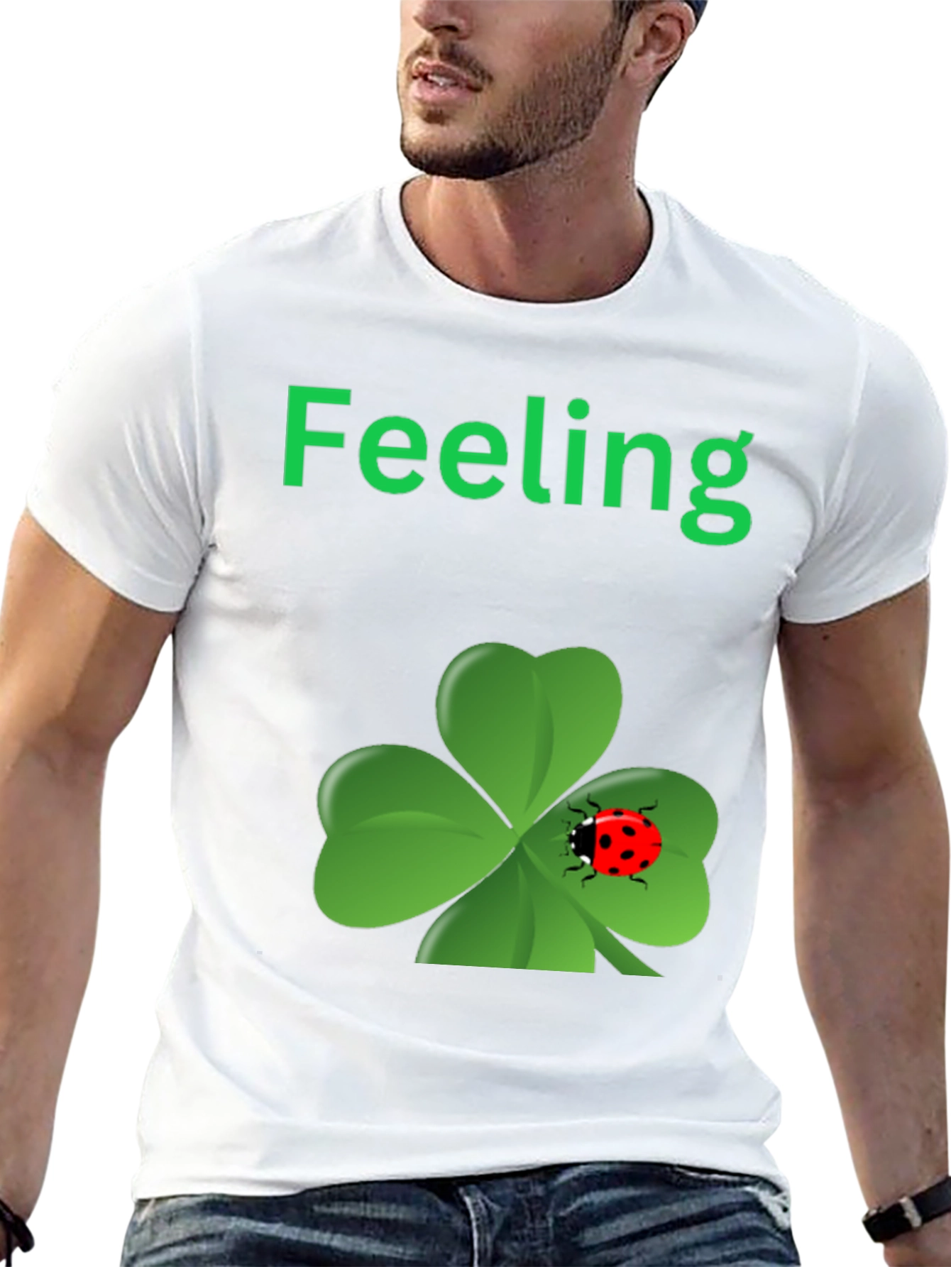 Lucky Feeling T-Shirt - Clover & Ladybug Design