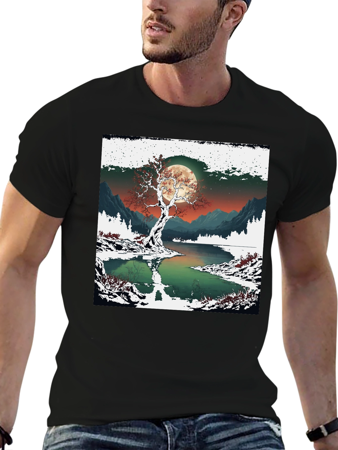 Moonlit Winter Tree Graphic Tee