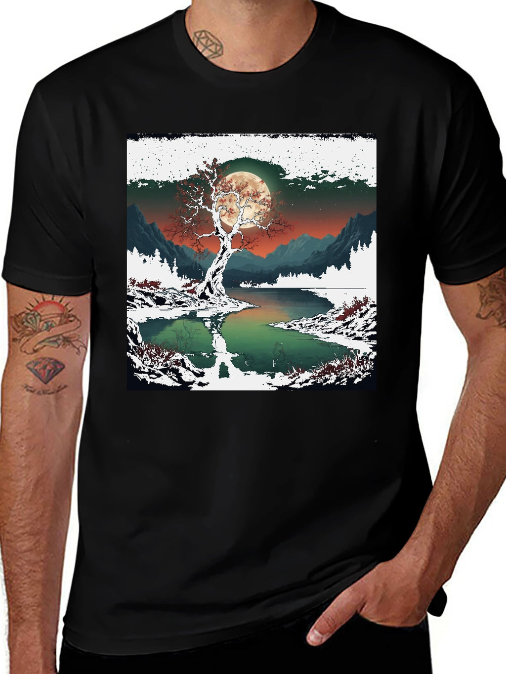 Moonlit Winter Tree Graphic Tee