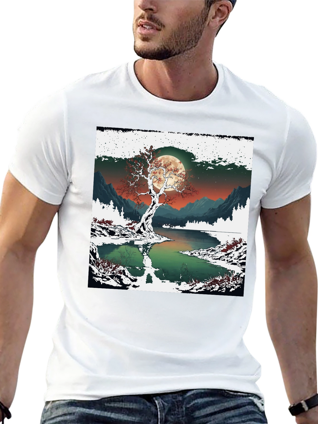 Moonlit Winter Tree Graphic Tee