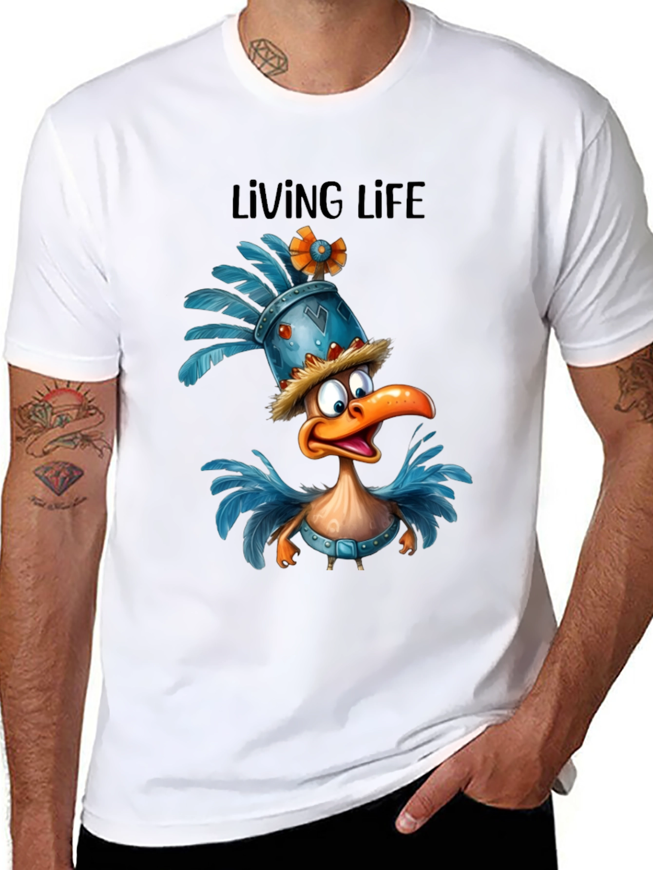 Living Life Cartoon Duck Graphic T-Shirt