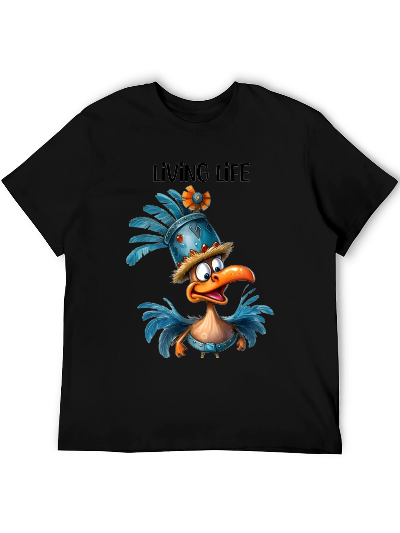 Living Life Cartoon Duck Graphic T-Shirt