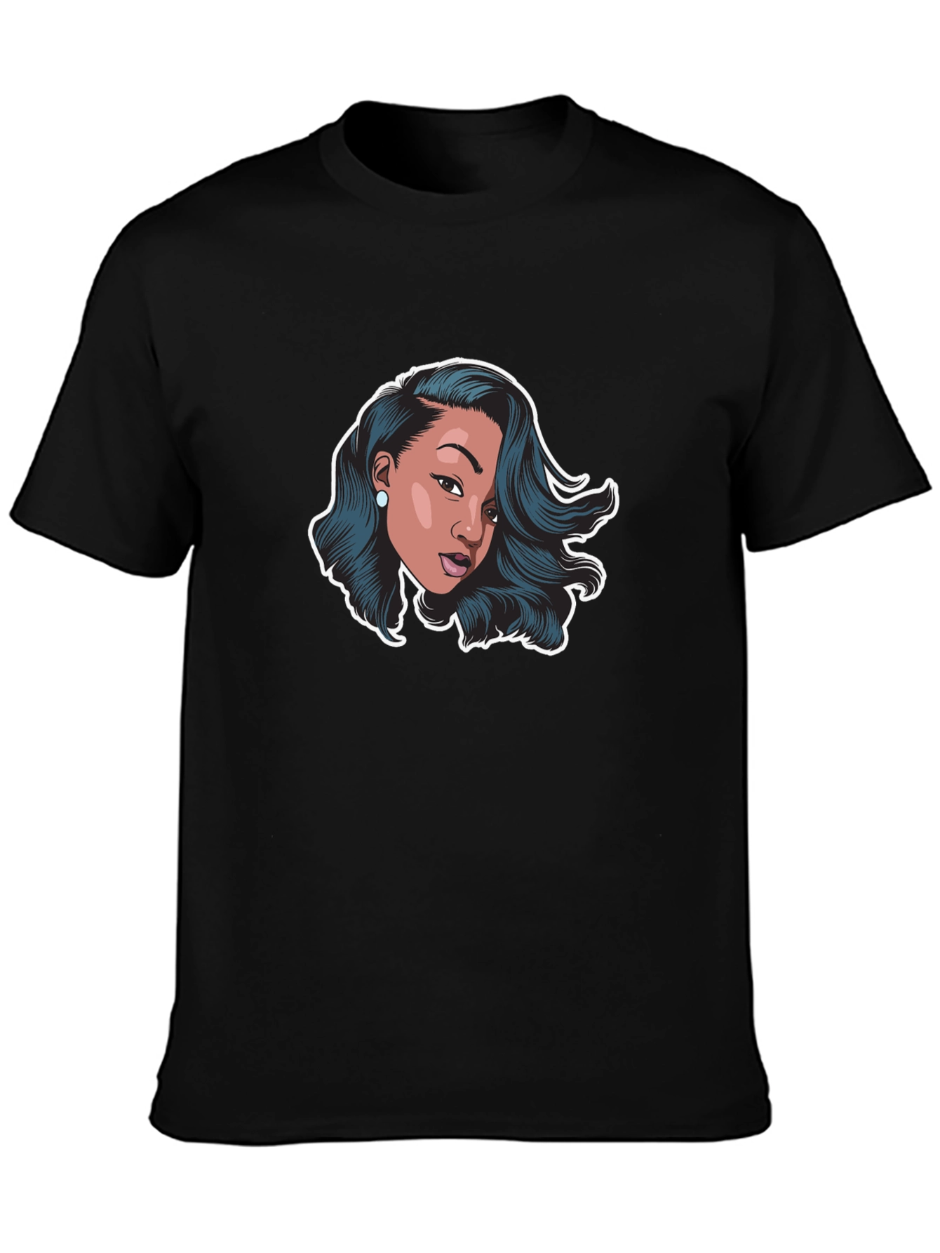 Stylish Black T-Shirt with Woman Graphic
