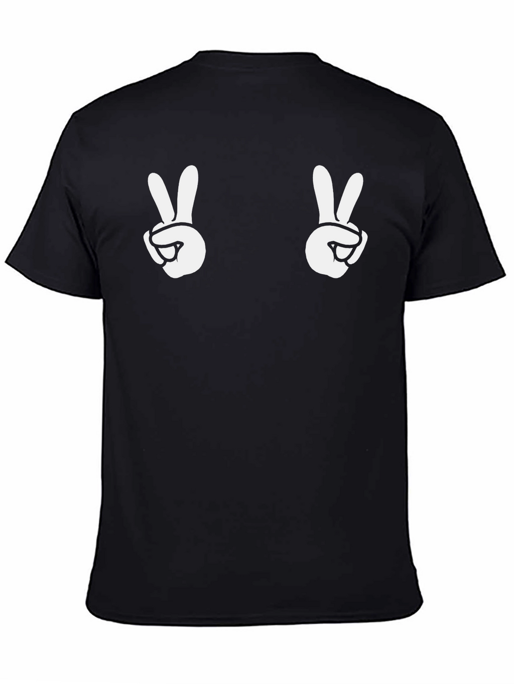 Peace Sign Graphic Tee - Black Cotton Casual Shirt