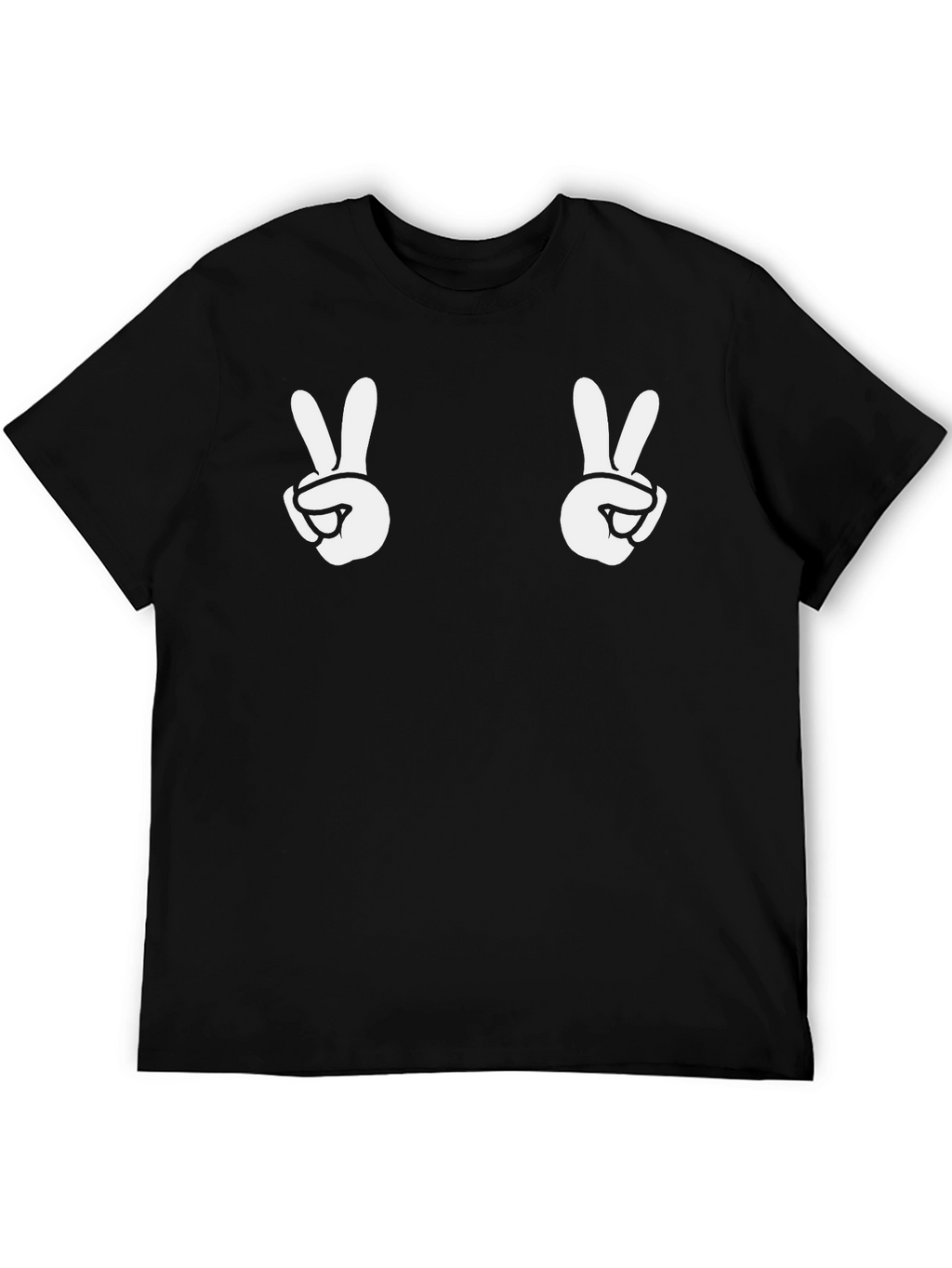 Peace Sign Graphic Tee - Black Cotton Casual Shirt