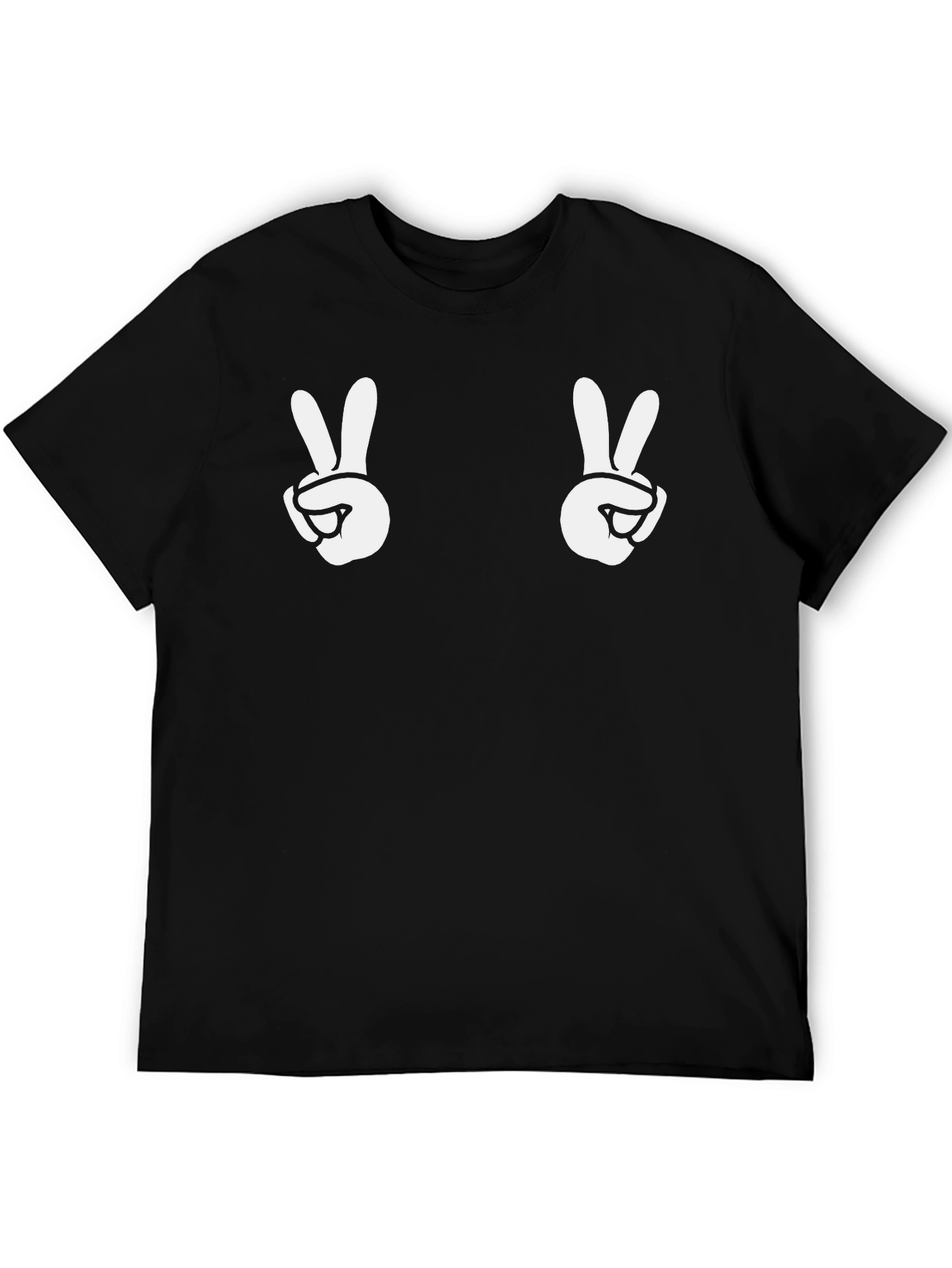 Peace Sign Graphic Tee - Black Cotton Casual Shirt