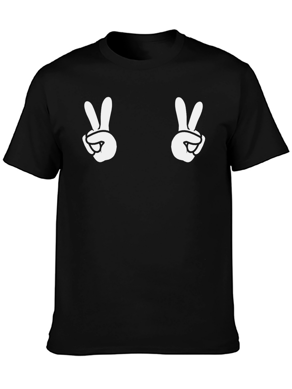 Peace Sign Graphic Tee - Black Cotton Casual Shirt