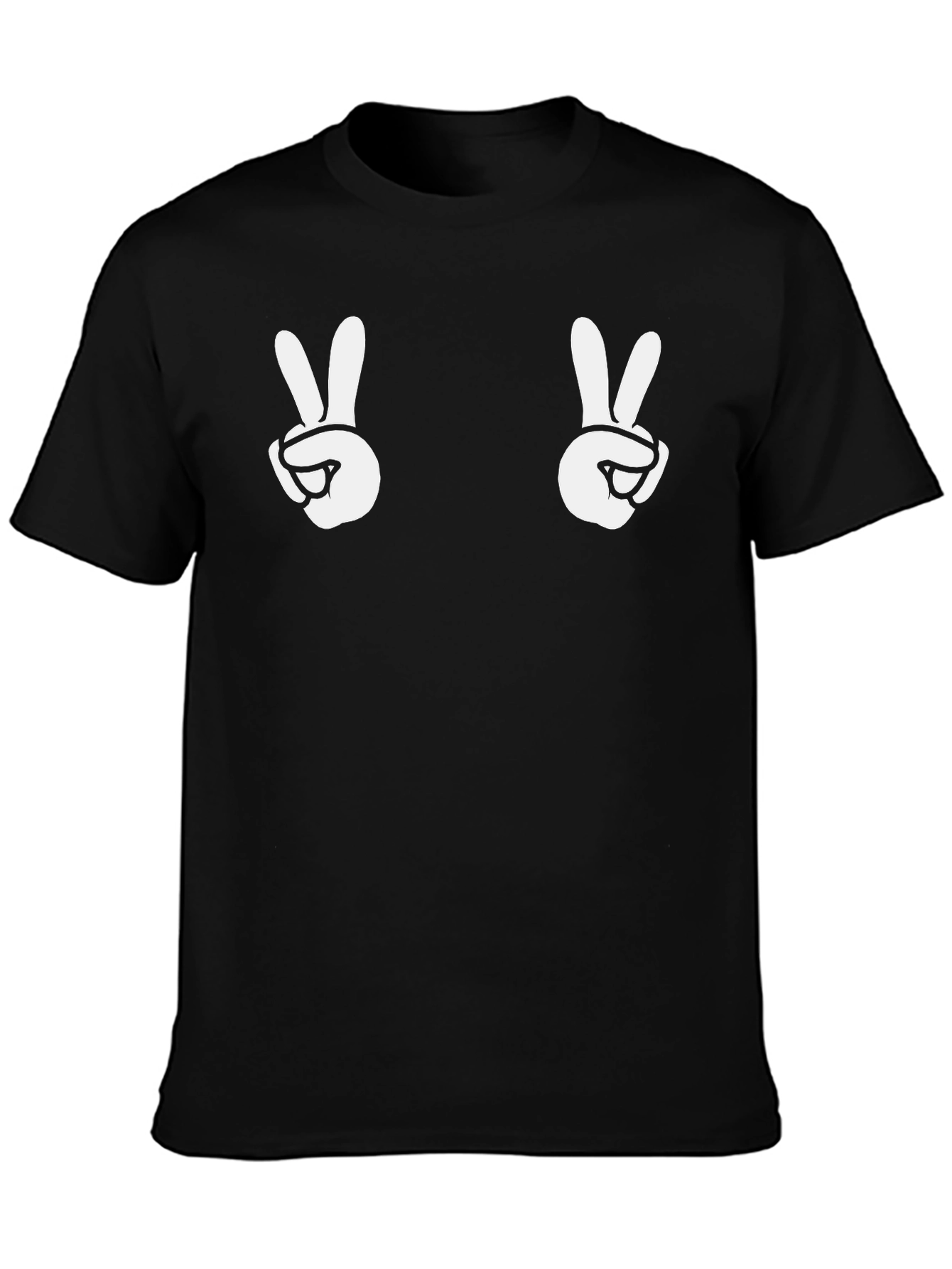 Peace Sign Graphic Tee - Black Cotton Casual Shirt