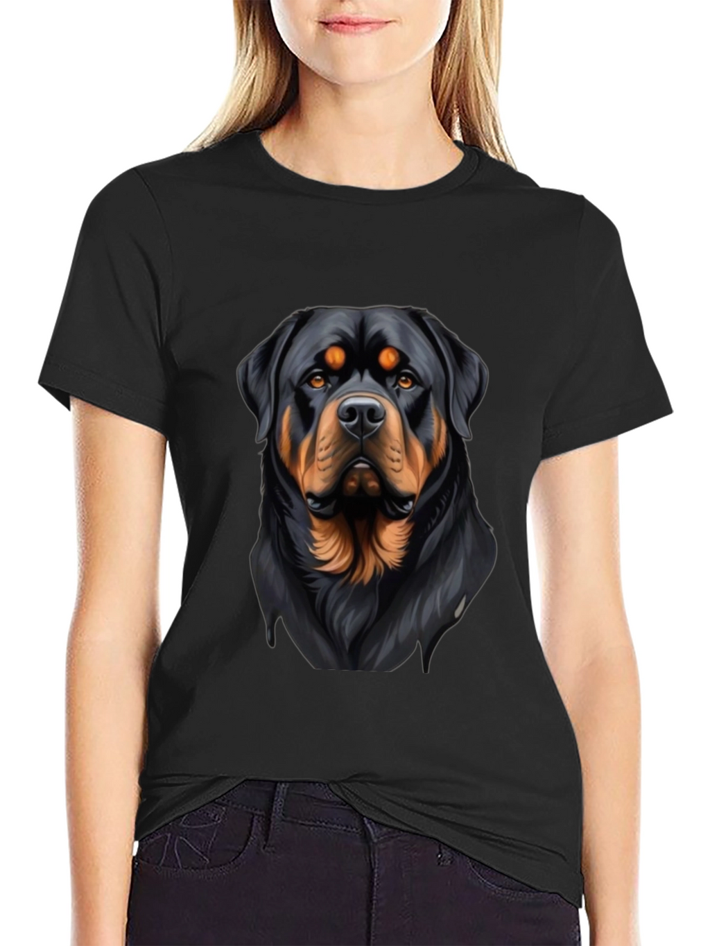 Rottweiler Graphic Print Black T-Shirt
