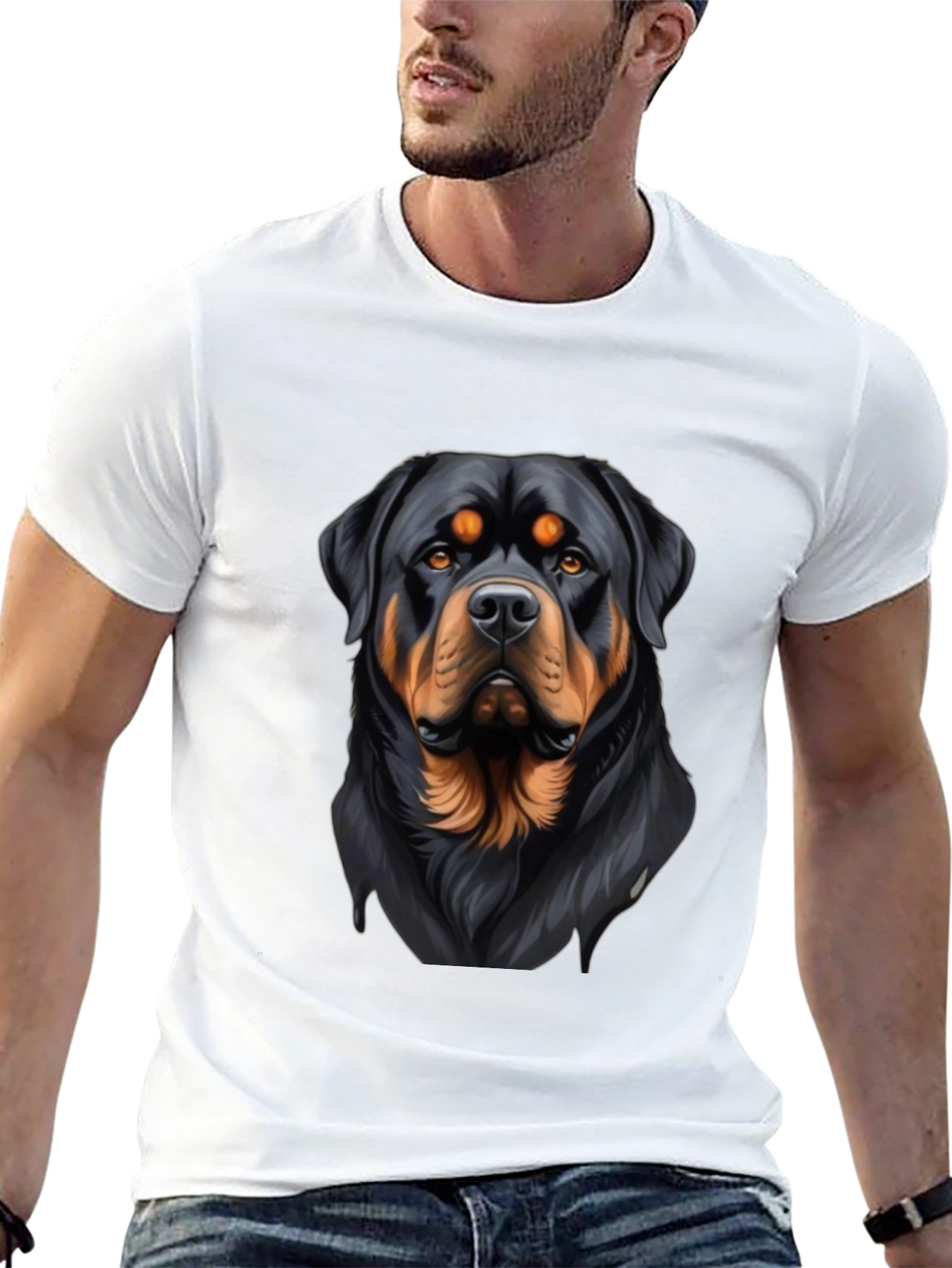Rottweiler Graphic Print Black T-Shirt
