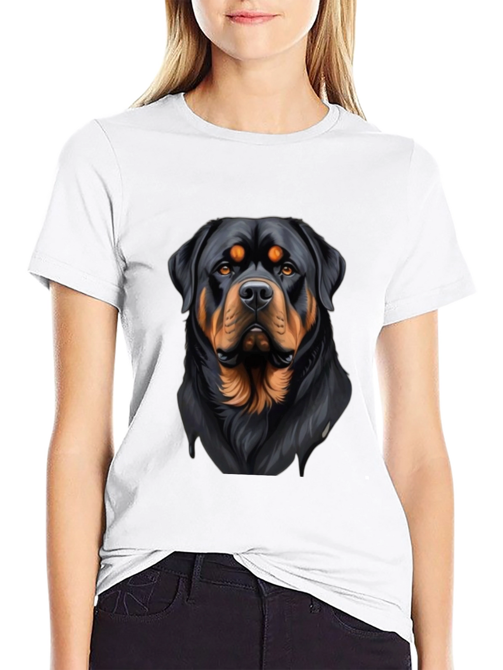 Rottweiler Graphic Print Black T-Shirt
