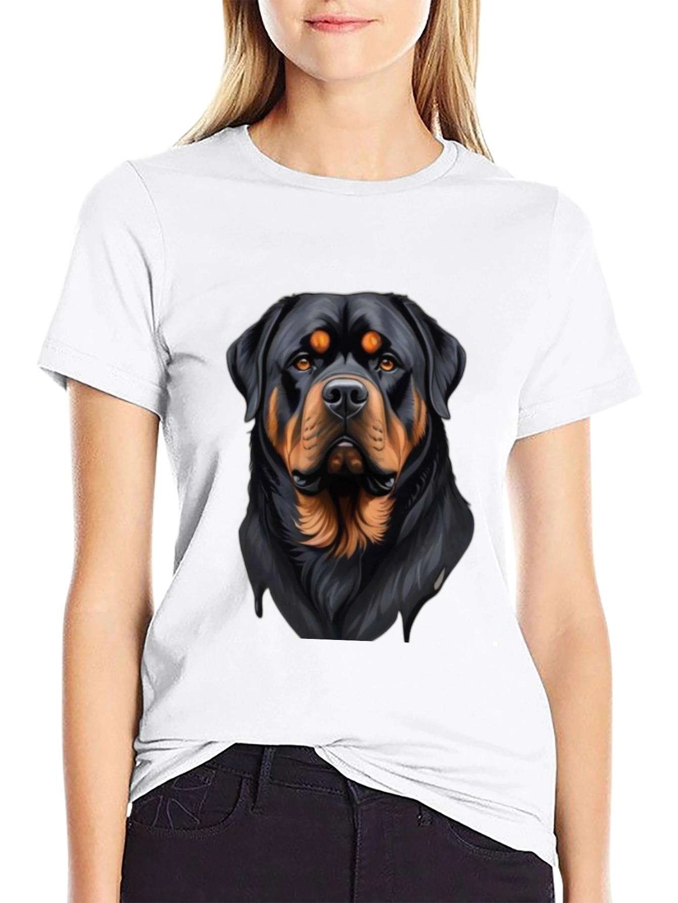 Rottweiler Graphic Print Black T-Shirt