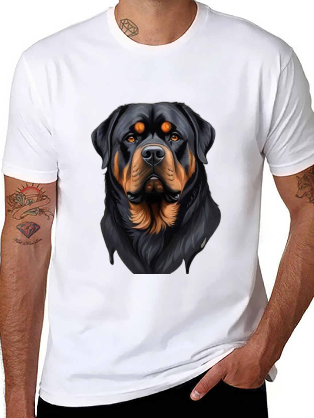 Rottweiler Graphic Print Black T-Shirt