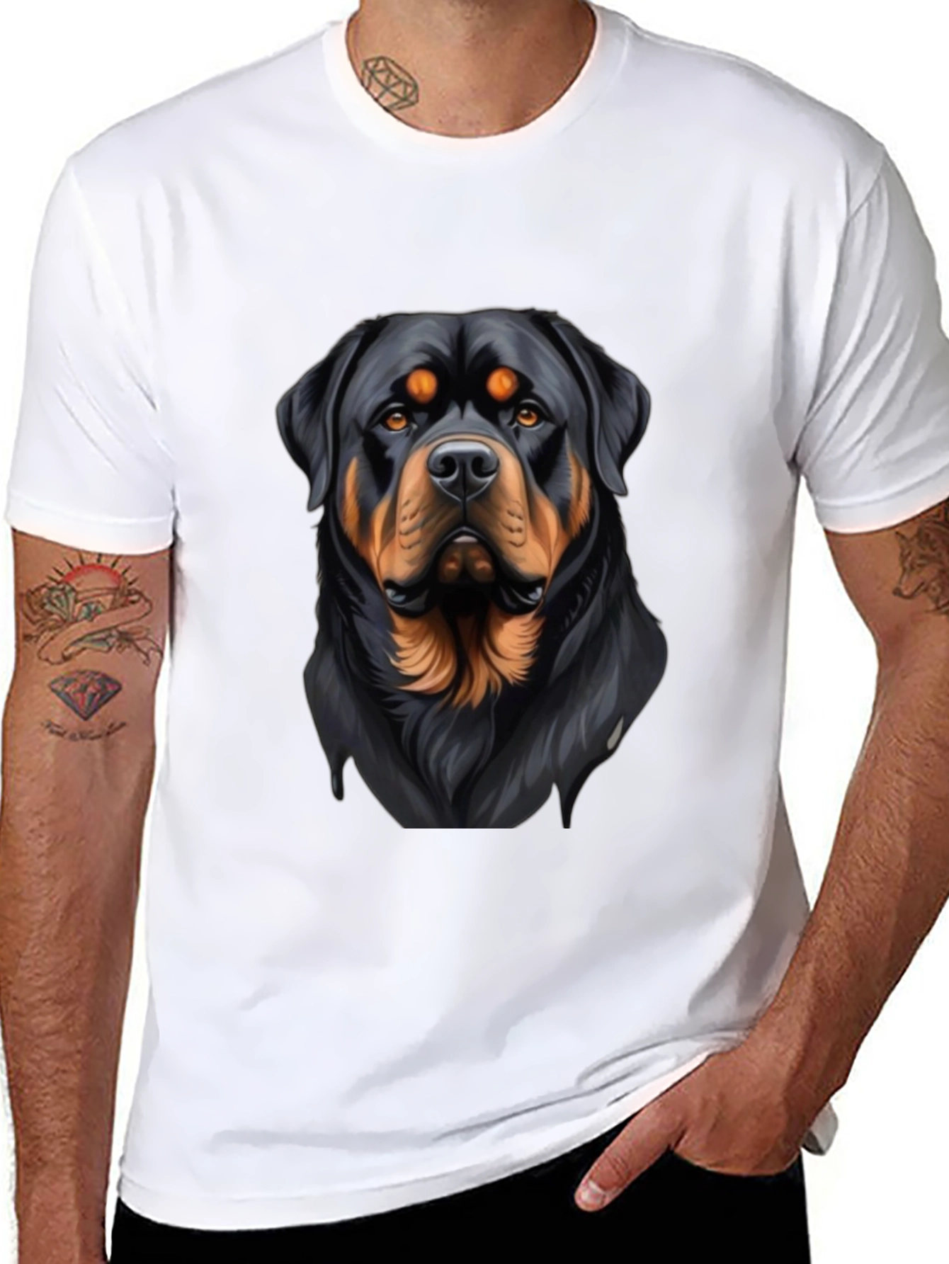 Rottweiler Graphic Print Black T-Shirt