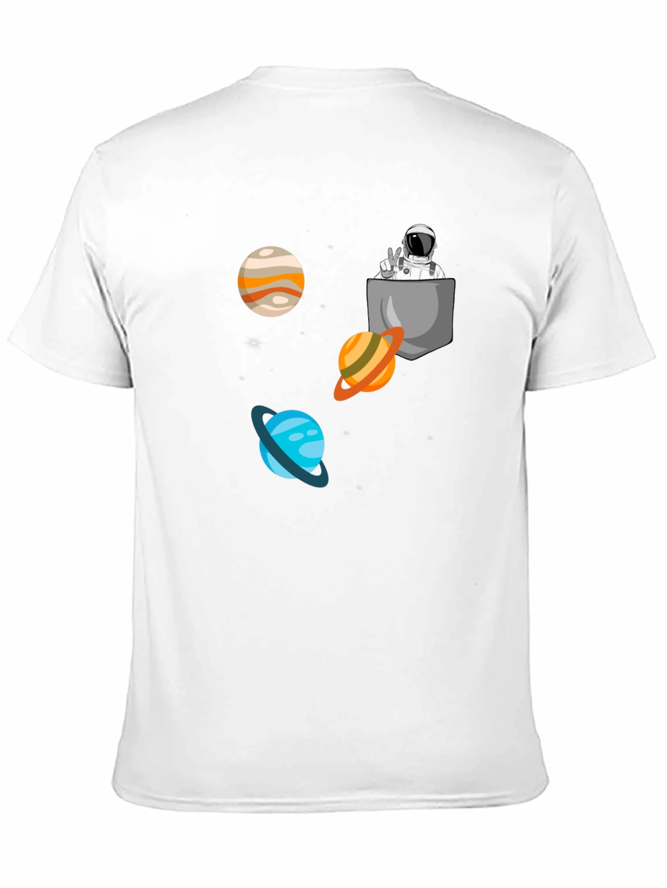 Astronaut Pocket Print Black T-Shirt