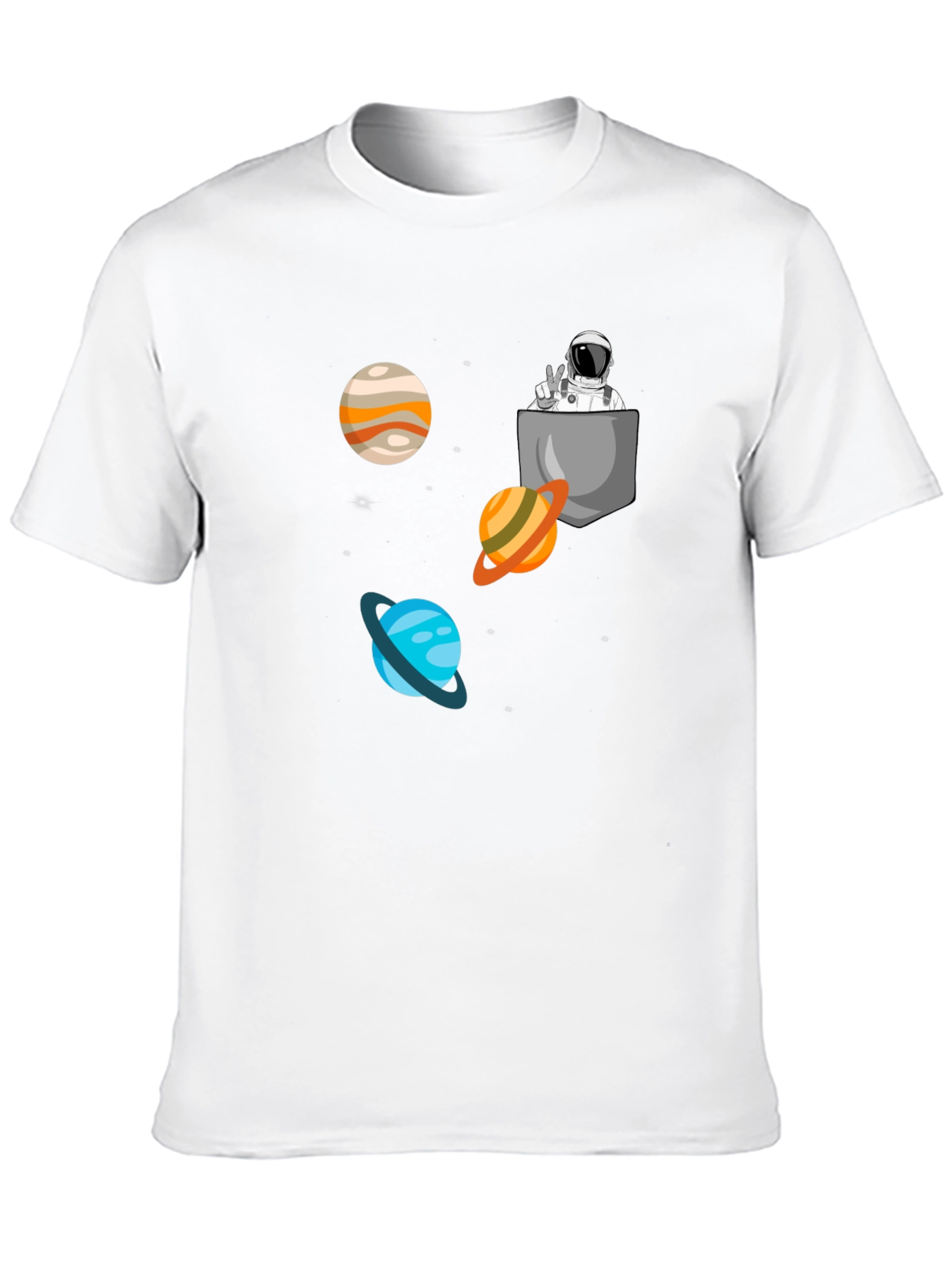 Astronaut Pocket Print Black T-Shirt