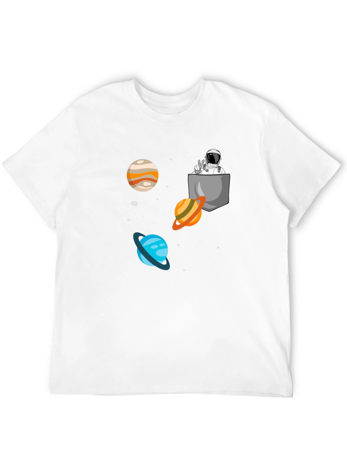 Astronaut Pocket Print Black T-Shirt