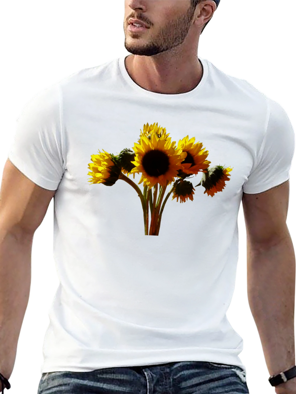 Sunflower Bouquet Graphic Tee - Black Cotton Blend
