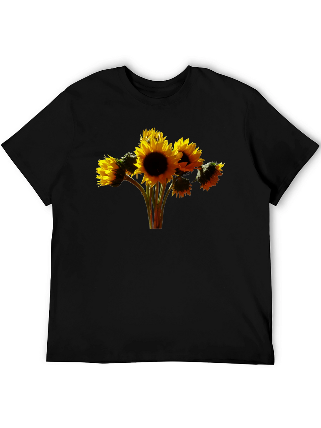 Sunflower Bouquet Graphic Tee - Black Cotton Blend