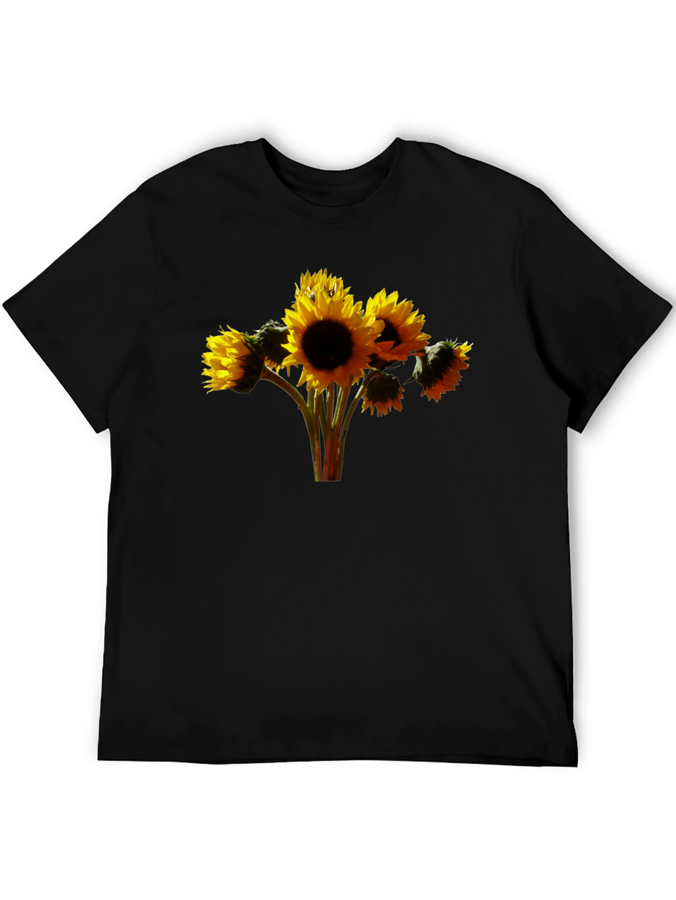 Sunflower Bouquet Graphic Tee - Black Cotton Blend
