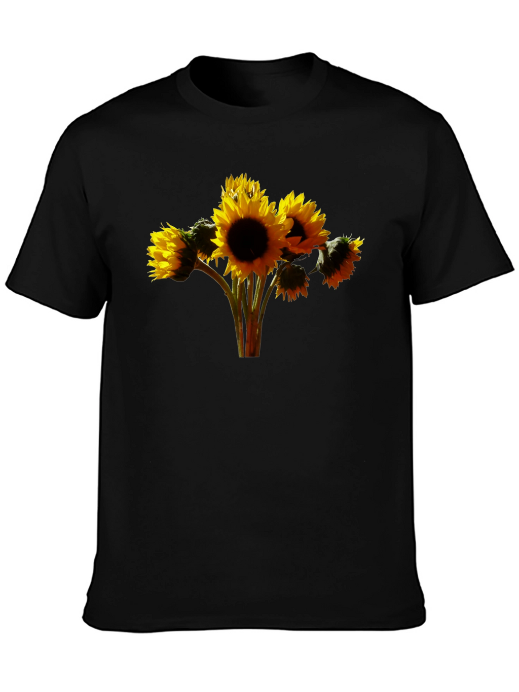 Sunflower Bouquet Graphic Tee - Black Cotton Blend