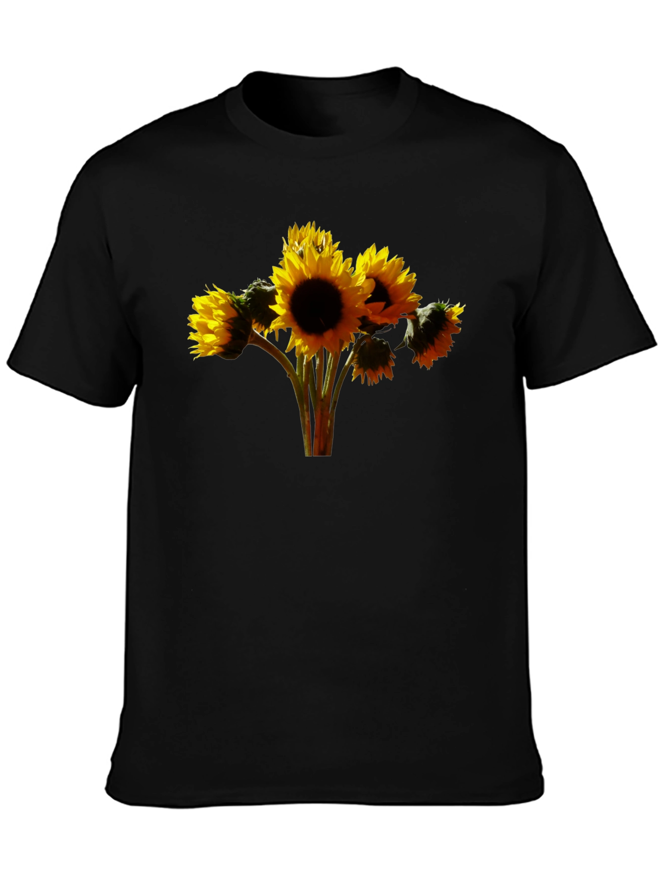 Sunflower Bouquet Graphic Tee - Black Cotton Blend
