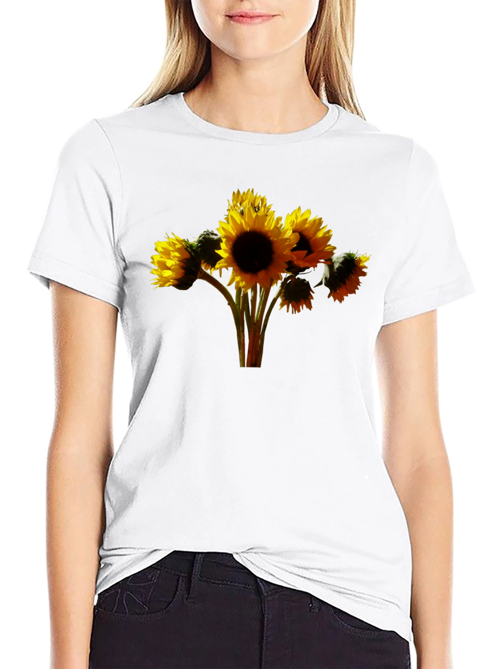 Sunflower Bouquet Graphic Tee - Black Cotton Blend