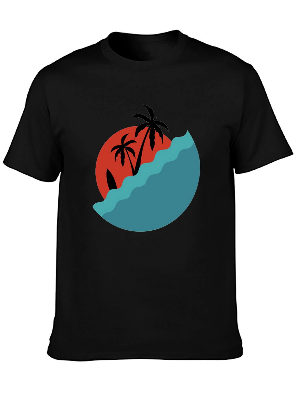 Tropical Sunset Graphic Tee - Black Cotton Comfort