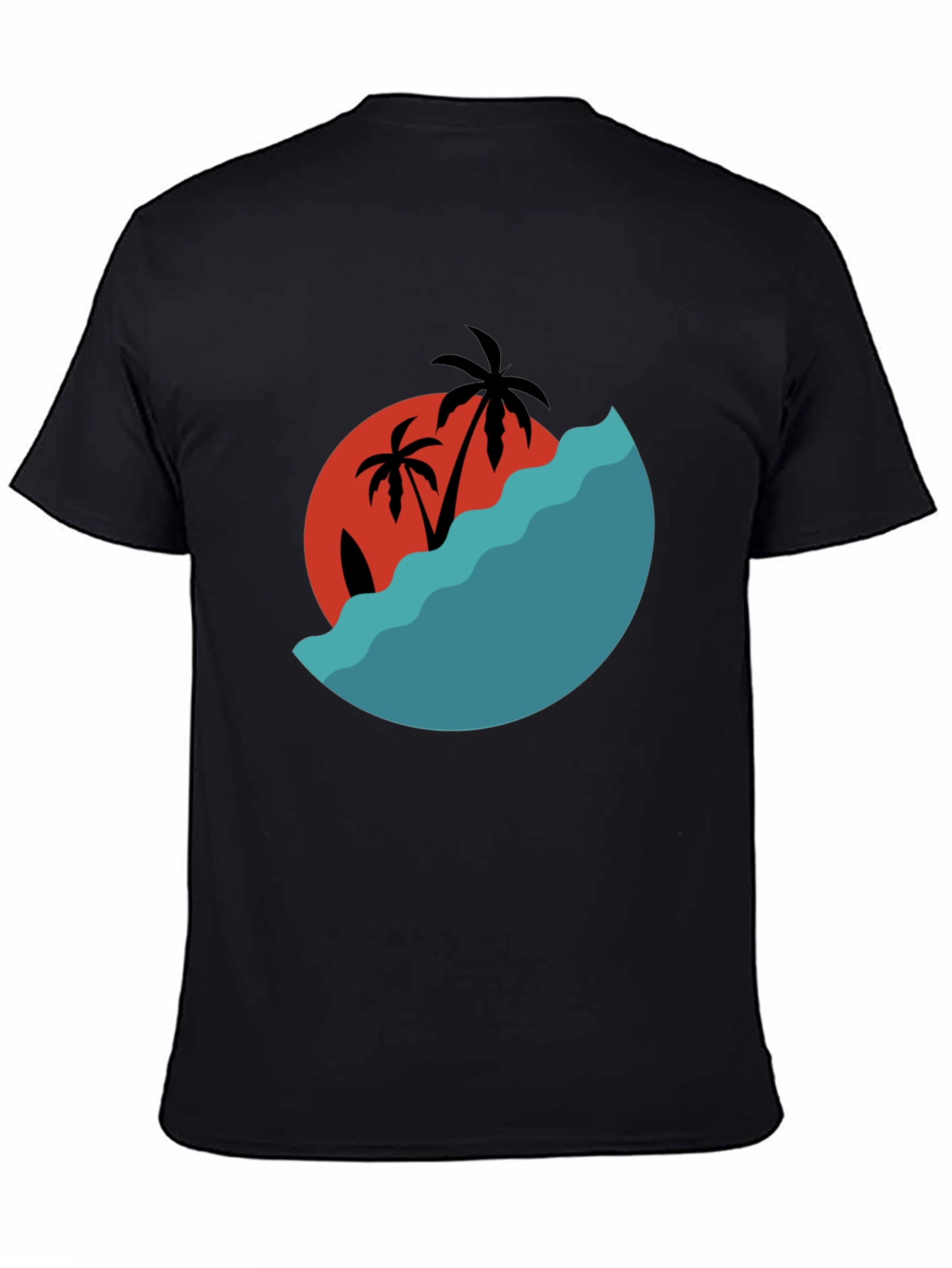 Tropical Sunset Graphic Tee - Black Cotton Comfort