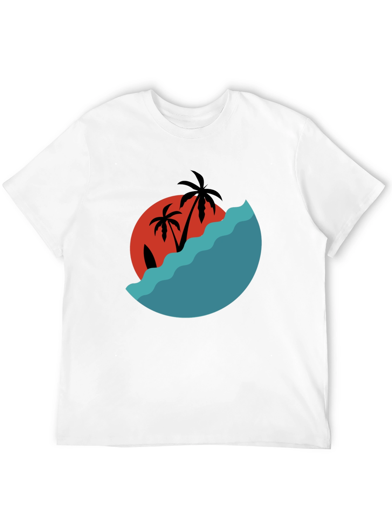 Tropical Sunset Graphic Tee - Black Cotton Comfort