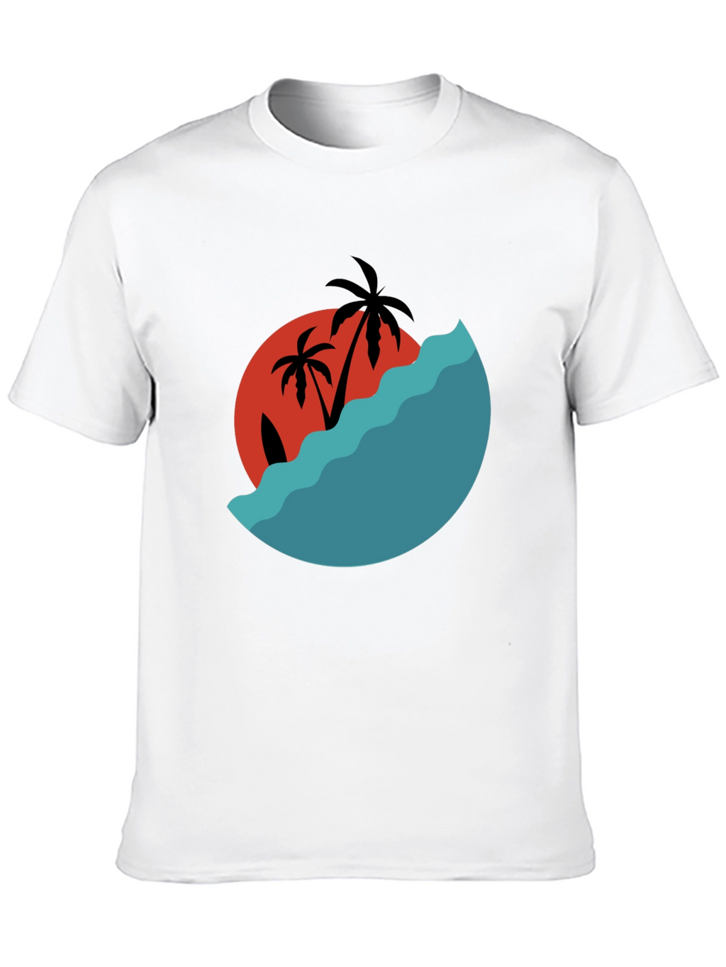 Tropical Sunset Graphic Tee - Black Cotton Comfort