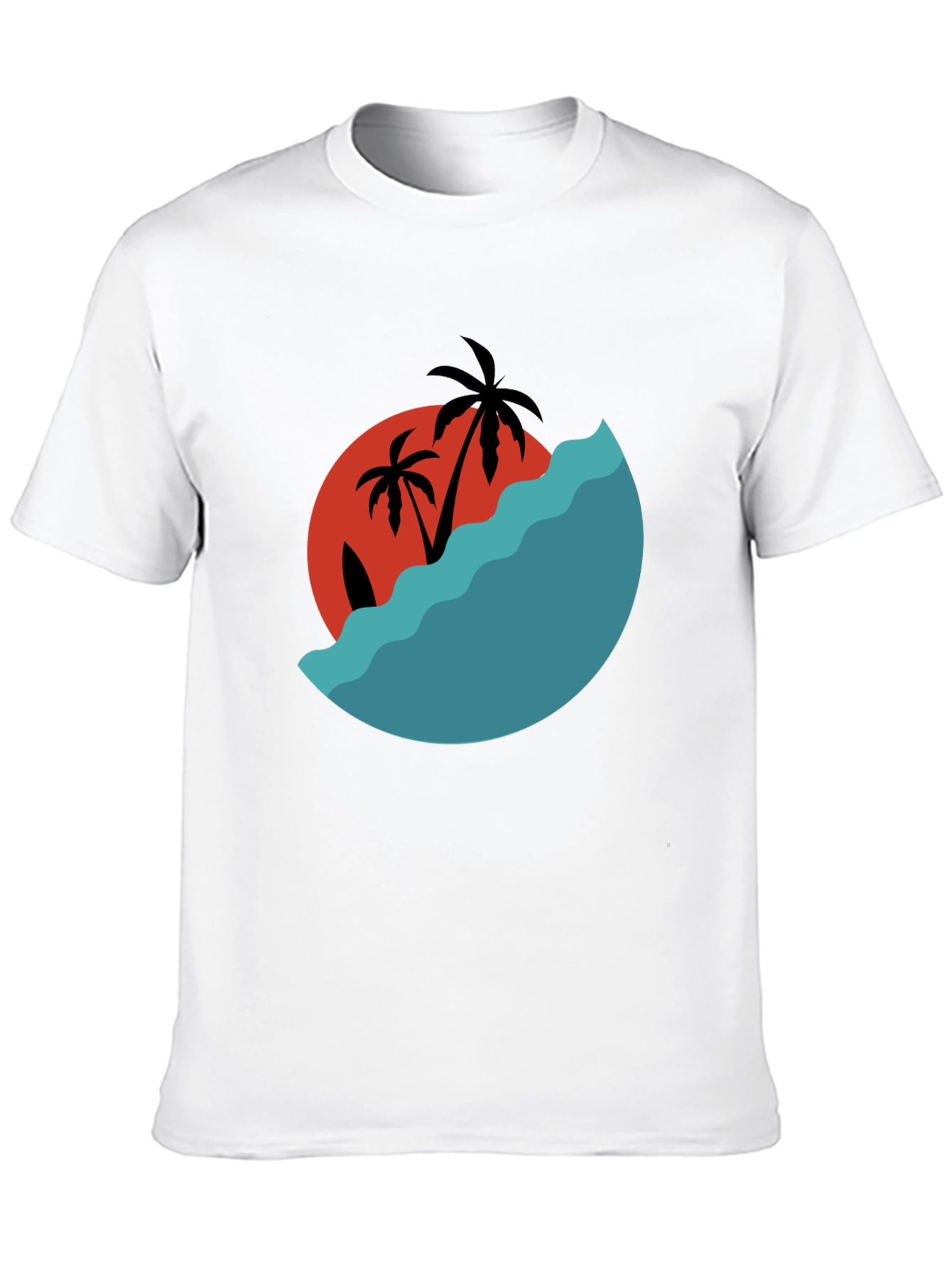 Tropical Sunset Graphic Tee - Black Cotton Comfort