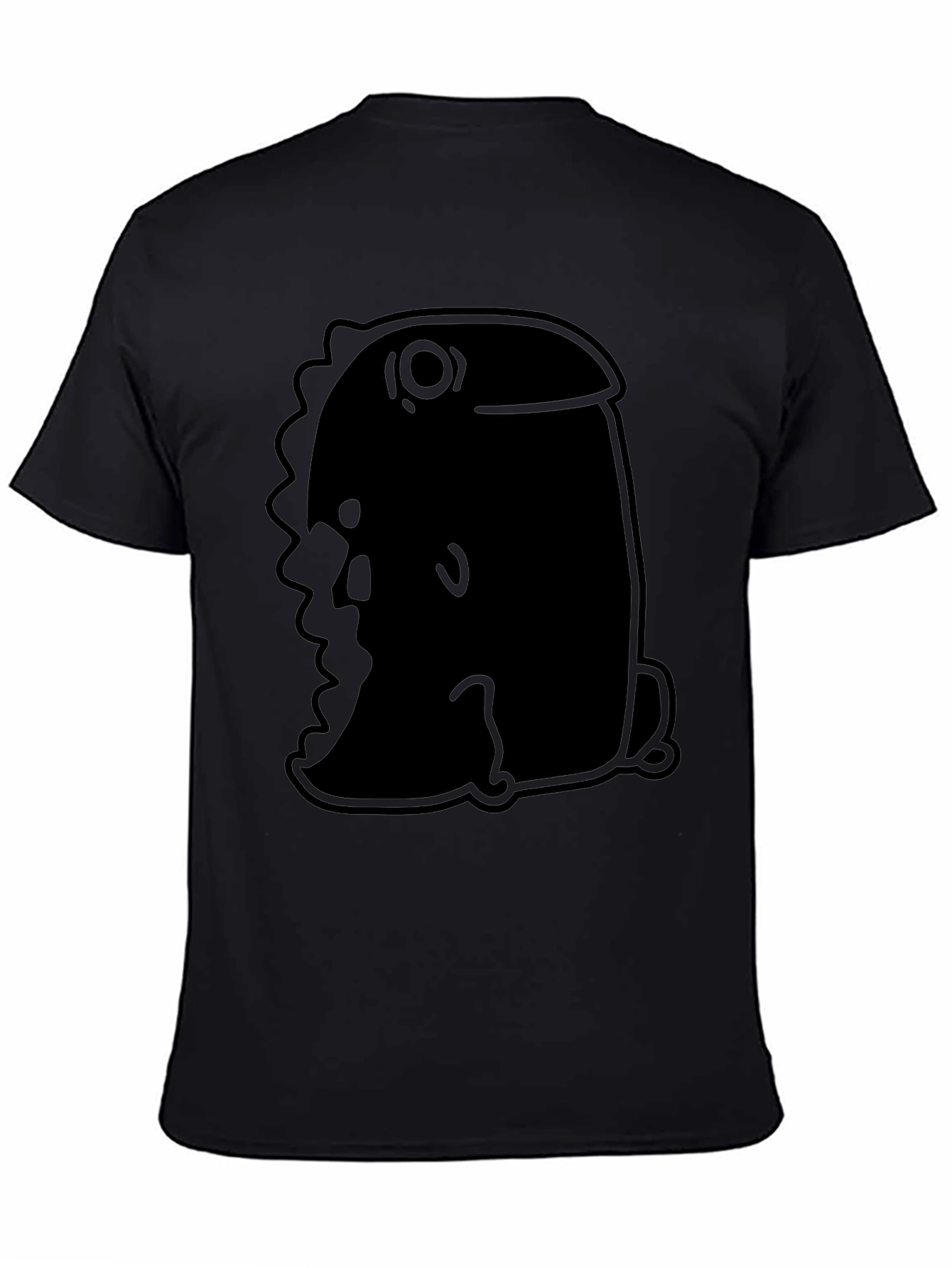 Minimalist Black T-Shirt with Abstract Dino Design