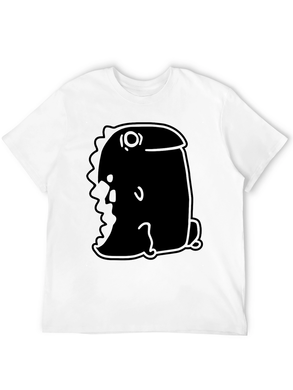 Minimalist Black T-Shirt with Abstract Dino Design
