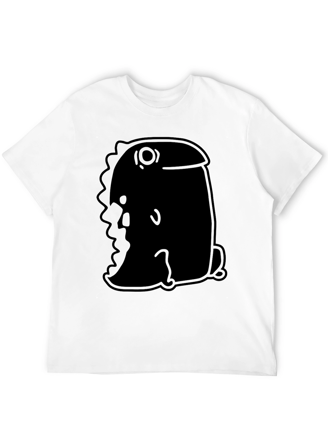 Minimalist Black T-Shirt with Abstract Dino Design