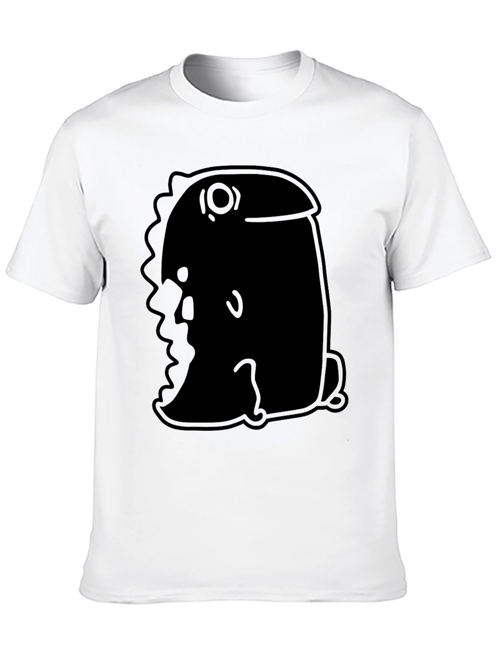 Minimalist Black T-Shirt with Abstract Dino Design