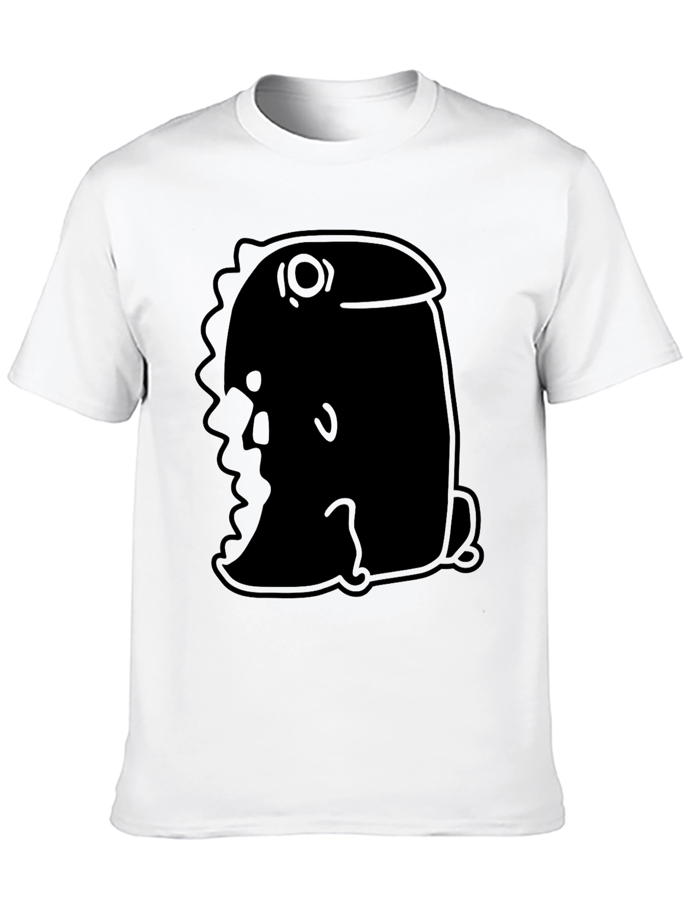 Minimalist Black T-Shirt with Abstract Dino Design