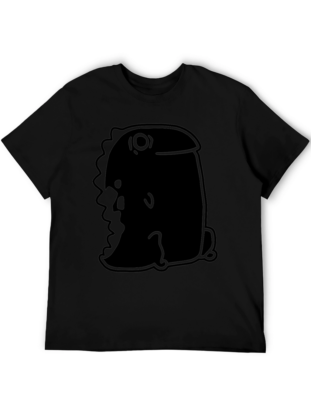 Minimalist Black T-Shirt with Abstract Dino Design