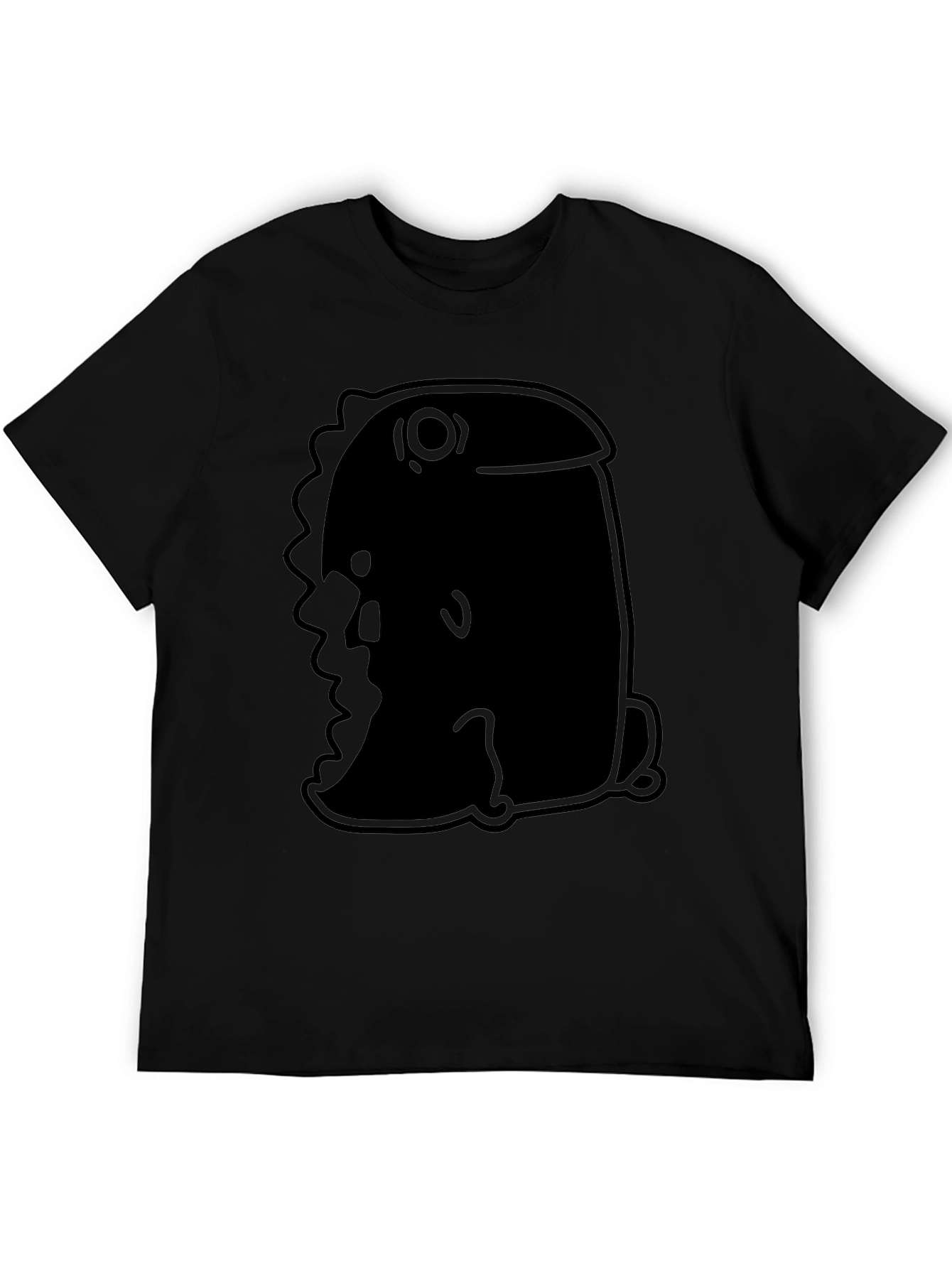 Minimalist Black T-Shirt with Abstract Dino Design