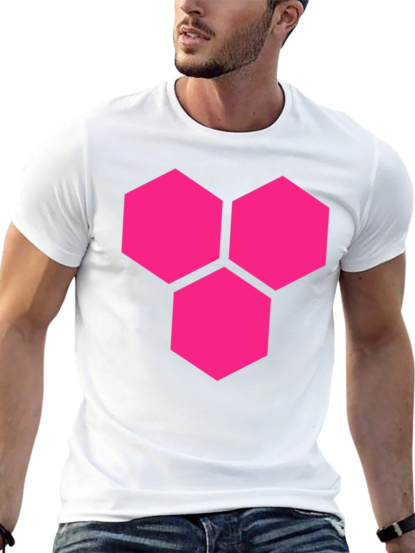 Hexagon Cluster Graphic Tee - Bold Style Black Shirt