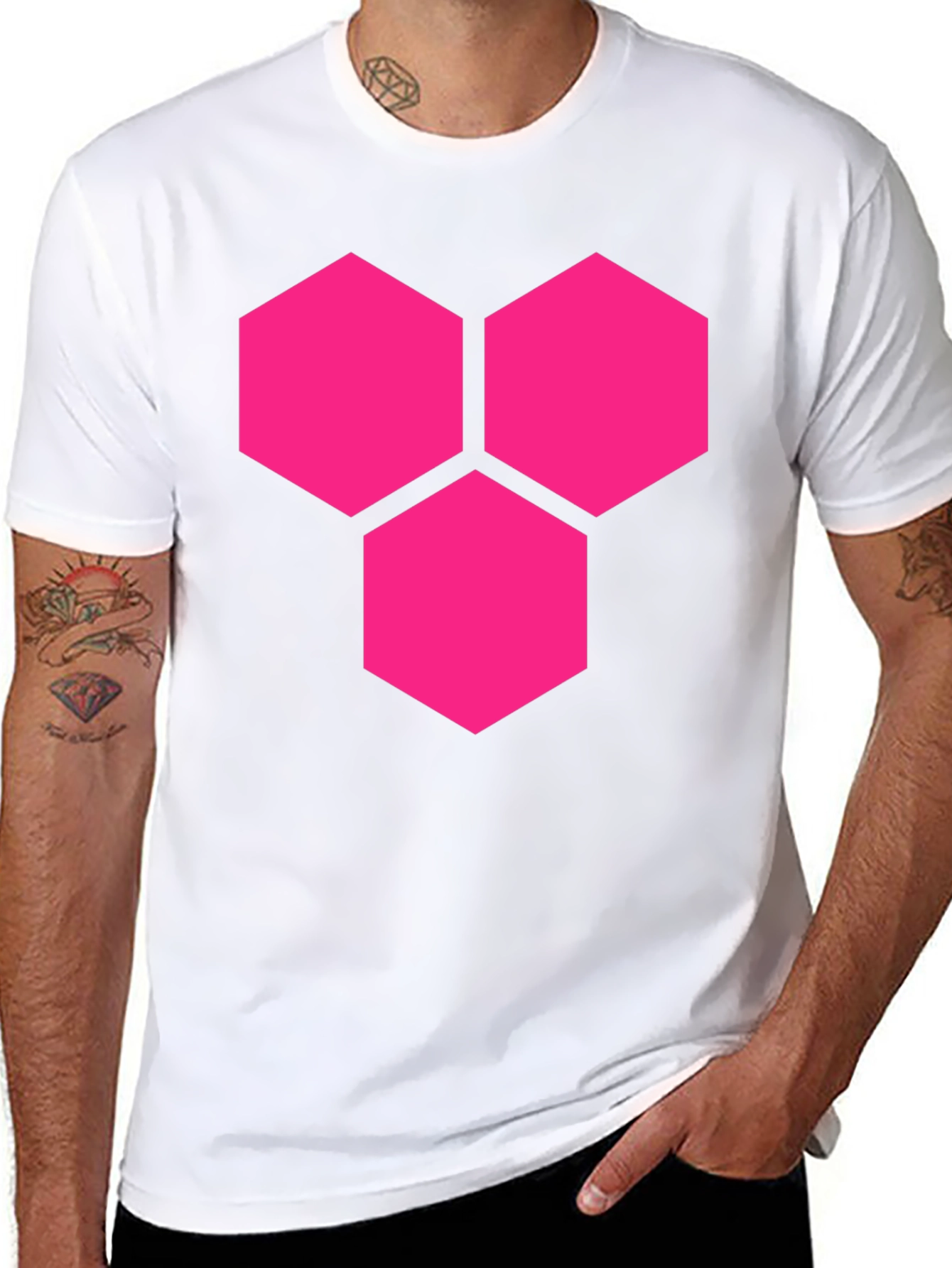 Hexagon Cluster Graphic Tee - Bold Style Black Shirt